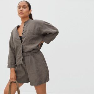Everlane Linen Billow Blouse and Boxer Short Set